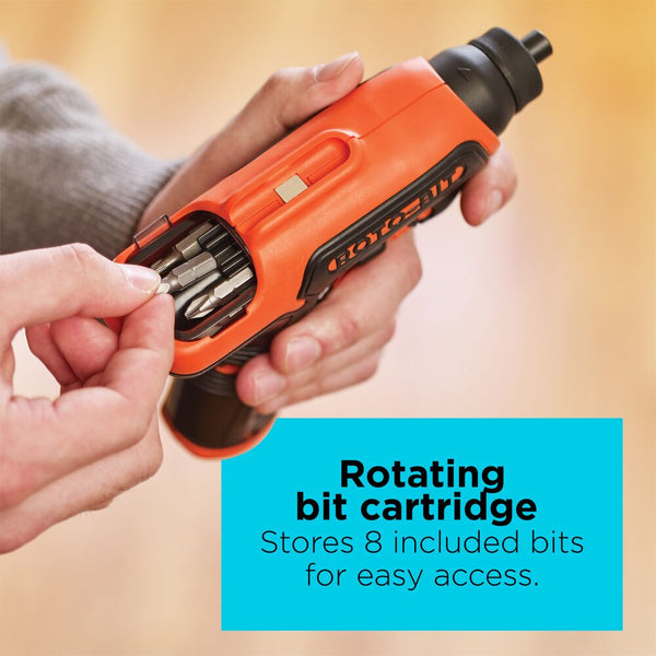 Black Decker 4V MAX* Cordless Screwdriver With Bit Storage