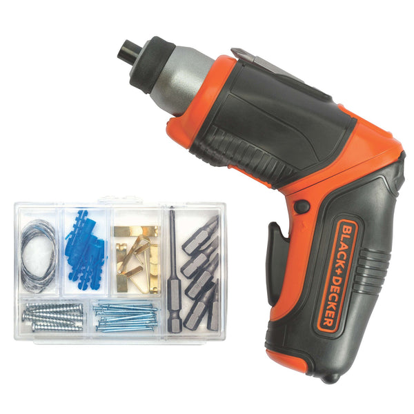 Black Decker 4V MAX* Cordless Screwdriver With Picture-Hanging Kit