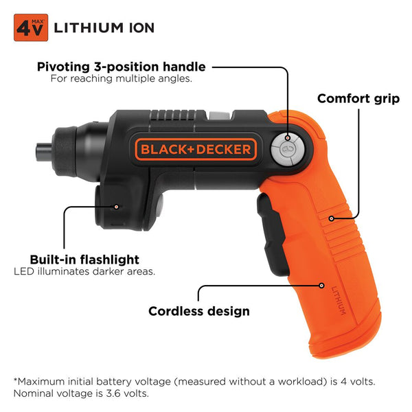 Black Decker 4V MAX* LightDriver Cordless Screwdriver