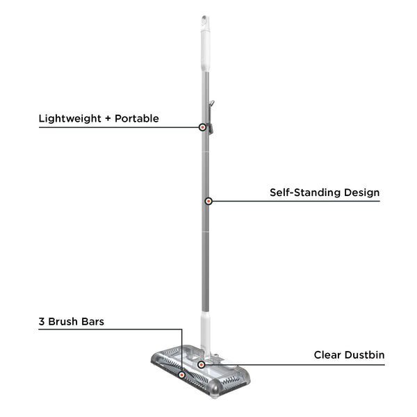 Black Decker 50 Minute Powered Floor Sweeper - Powder White