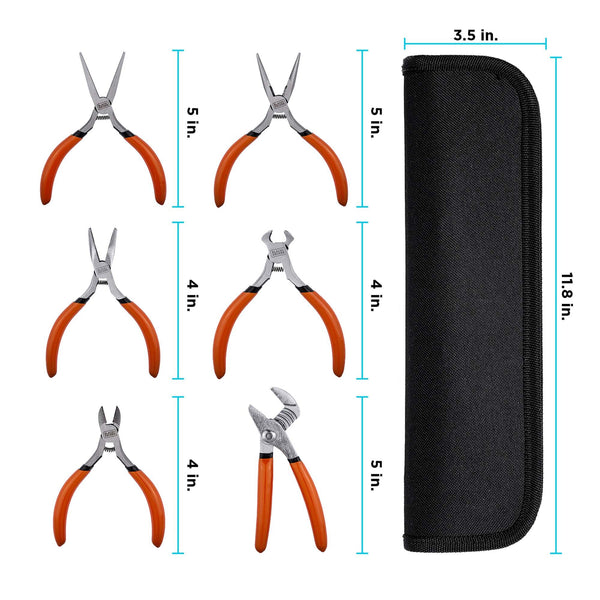 Black Decker 6-Piece Mini Plier Set With Comfort Grips + Carrying Case