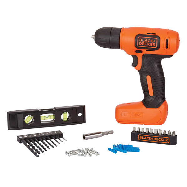 Black Decker 8V MAX* Cordless Drill + 43 Pc. Home Decor Project Kit