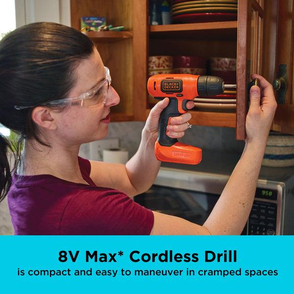 Black Decker 8V MAX* Ready To Decorate Project Kit Includes Cordless Drill And Essential Hand Tools 25-Piece