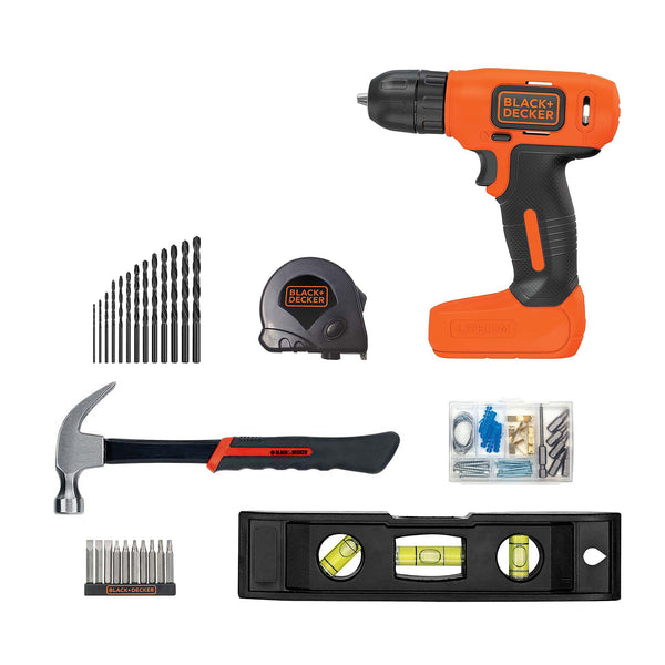 black decker 8V MAX* Ready To Decorate Project Kit Includes Cordless Drill and Essential Hand Tools 25-Piece