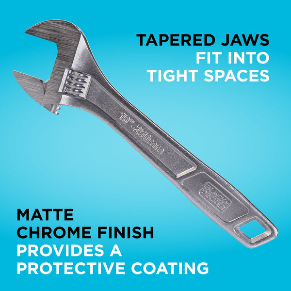 black decker Adjustable Wrench Set 6 in. 8 in. and 1 in. Wide + Tapered Jaws