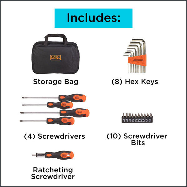 black decker Beyond By BLACK+DECKER™ Screwdriver Set With Storage Bag