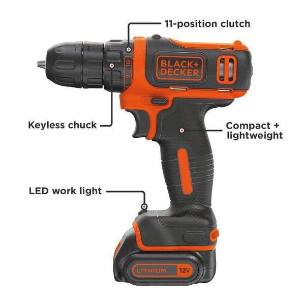 Black Decker 12V MAX* Cordless Lithium Drill/Driver