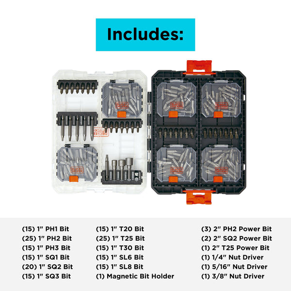 Black Decker 200Pc Screwdriving Set