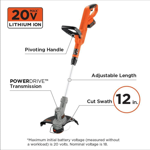Black Decker 20V MAX* Cordless 2-in-1 Trimmer