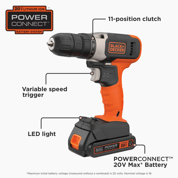 Black Decker 20V MAX* Cordless Drill/Driver
