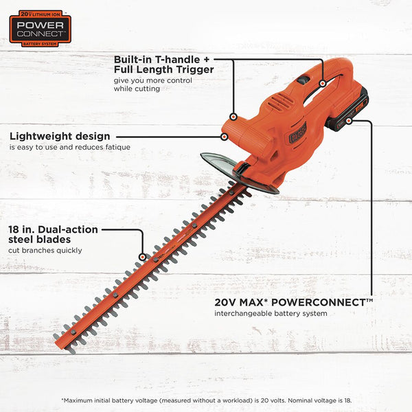 Black Decker 20V MAX* Hedge Trimmer Kit 18-Inch