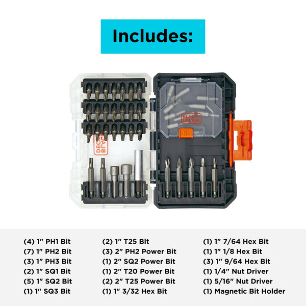 Black Decker 40 Piece Screwdriving Bit Set