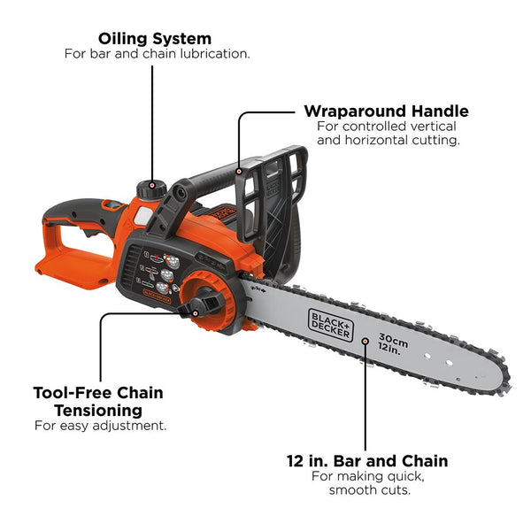 Black Decker 40V MAX* Cordless Chainsaw 12-Inch