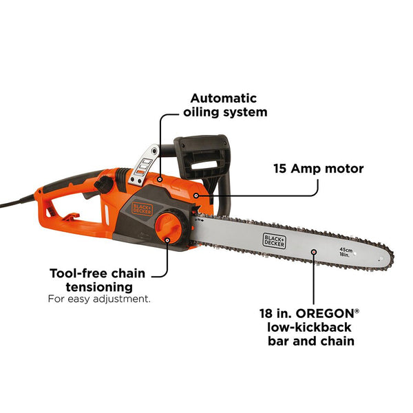 Black Decker Corded Chainsaw 15A 18In