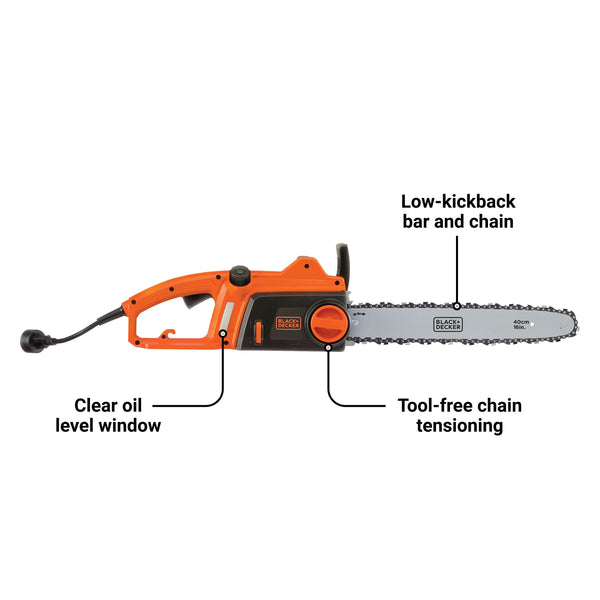 Black Decker Electric Chainsaw 16-Inch 12-Amp