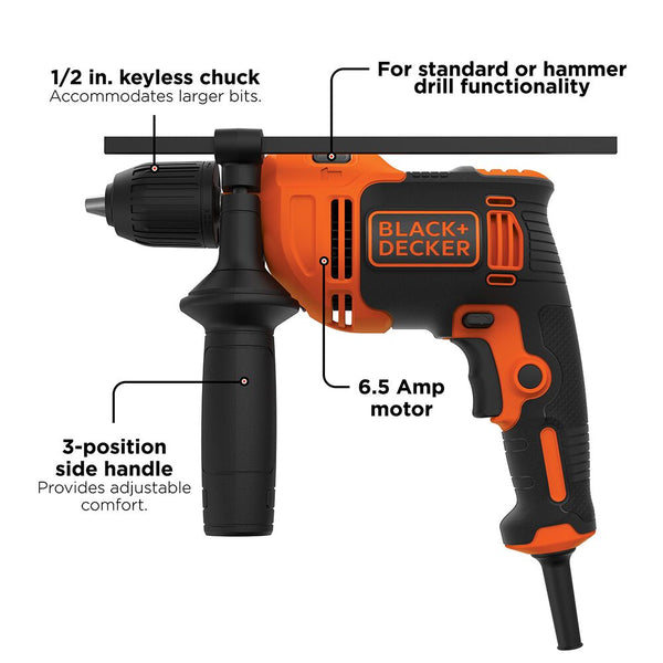 Black Decker Hammer Drill 6.5-Amp 1/2-Inch