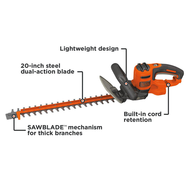 Black Decker Hedge Trimmer With Saw 20-Inch Corded