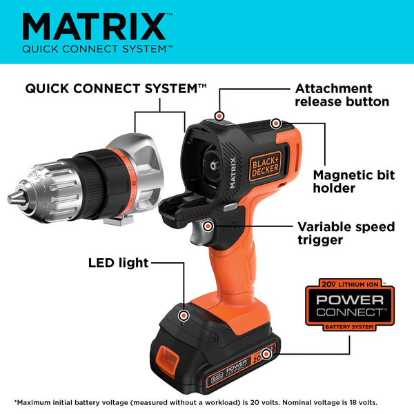 Black Decker MATRIX™ 20V MAX* 7 Kit In Storage
