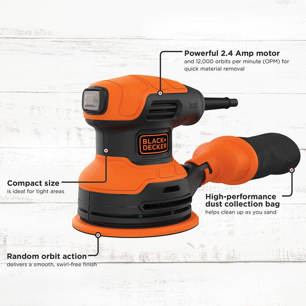 Black Decker Random Orbit Sander 5-Inch 2.4-Amp