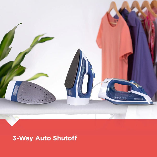 Black Decker Cord Reel Iron With Nonstick Soleplate