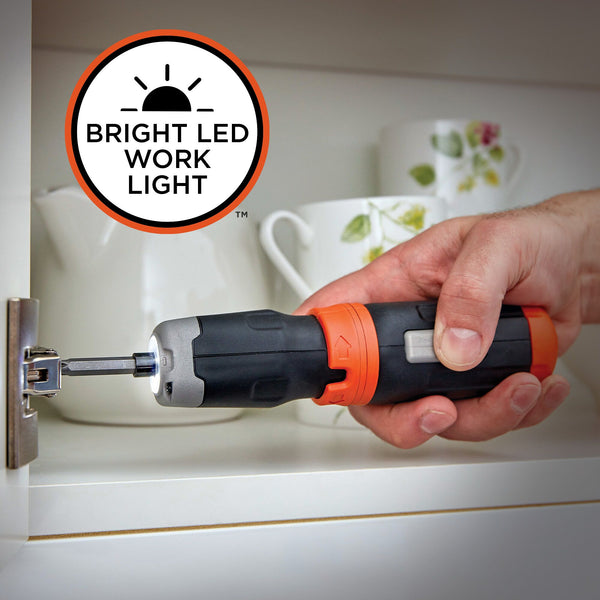 Black Decker Cordless Screwdriver With AA Batteries And 5 Fastening Bits