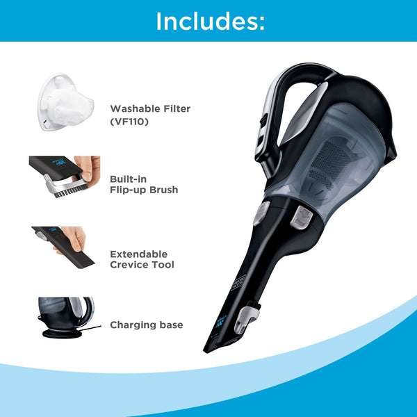 Black Decker Dustbuster® AdvancedClean™ 20V MAX* Cordless Handheld Vacuum Large 600 Ml Dustbin