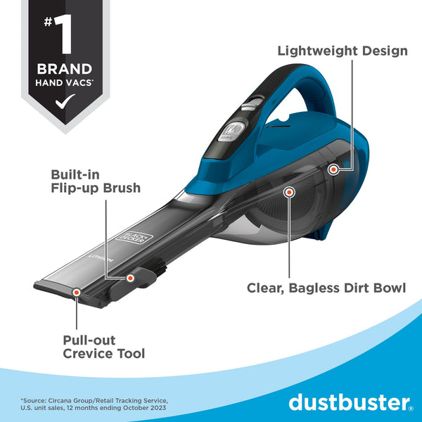 Black Decker Dustbuster® AdvancedClean™ Cordless Handheld Vacuum Deep Ocean Blue
