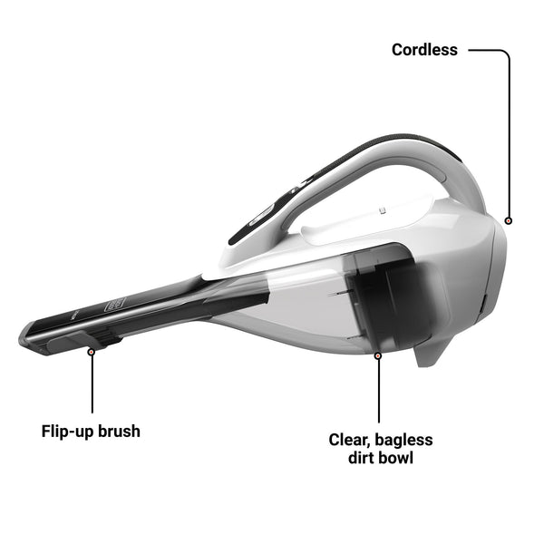 Black Decker Dustbuster® AdvancedClean™ Cordless Handheld Vacuum Powder White