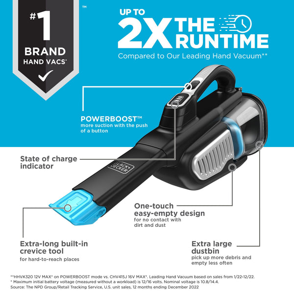 Black Decker Dustbuster® Extra™ Cordless Hand Vacuum - Washable Bagless Dust Bowl