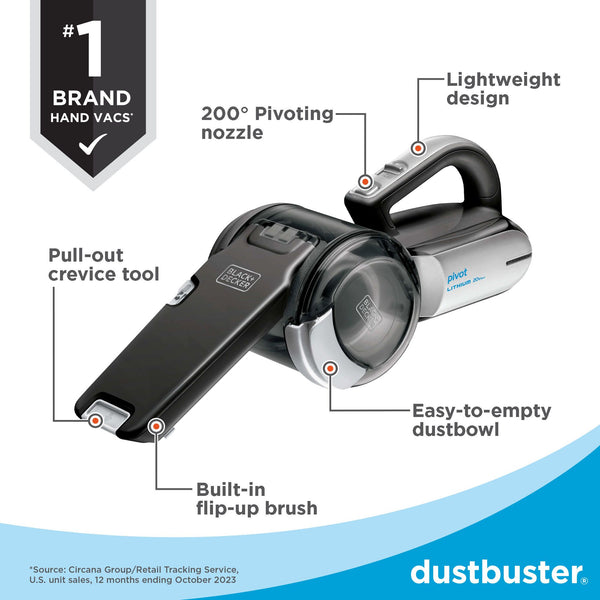 Black Decker Dustbuster® PIVOT VAC™ Cordless Handheld Vacuum For Home & Car