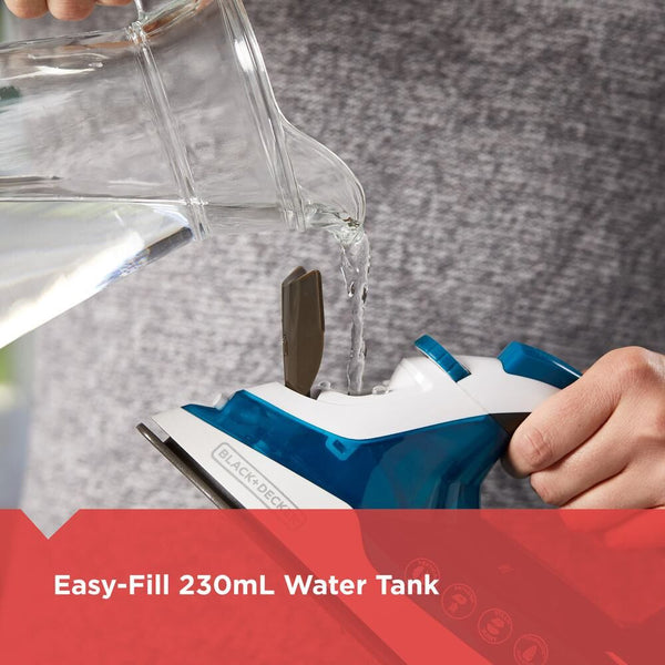 Black Decker Easy Steam Compact Iron With EvenSteam TrueGlide Non-Stick Soleplate