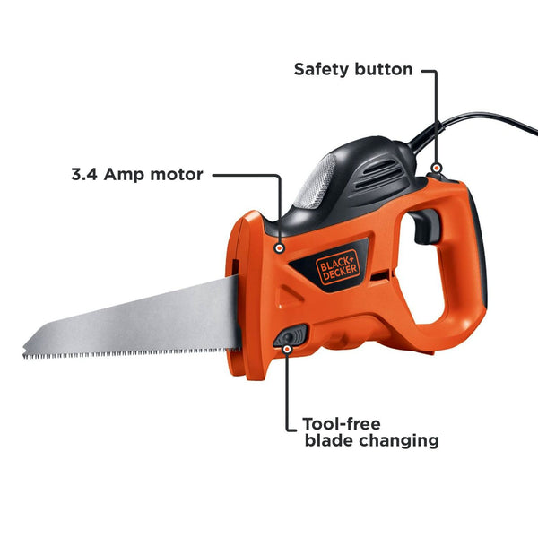 Black Decker Electric Hand Saw With Storage Bag 3.4-Amp