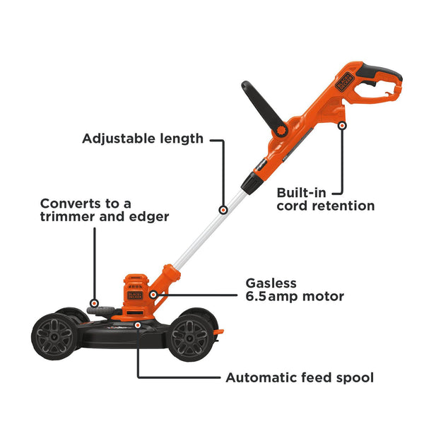 Black Decker Electric Lawn Mower String Trimmer Edger 3-In-1 Corded
