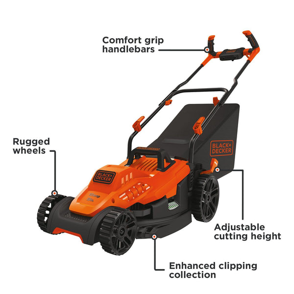 Black Decker Electric Lawn Mower With Bike Handle 15-Inch 10-Amp Corded