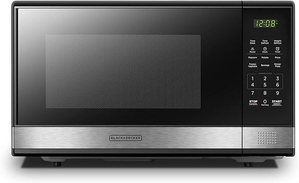 black decker EM031MB11 Digital Microwave Oven with Turntable Push-Button Door Child Safety Lock 1000W 1.1cu.ft Black & Stainless Steel 1.1 Cu.ft