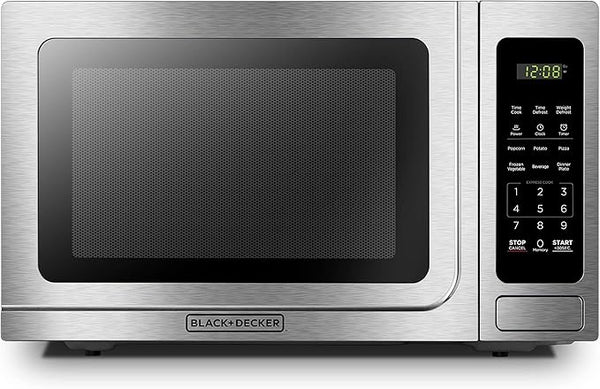 Black Decker EM036AB14 Digital Microwave Oven With Turntable Push-Button Door Child Safety Lock Stainless Steel 1.4 Cu.ft