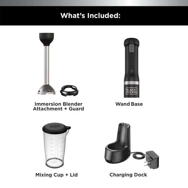 Black Decker Kitchen Wand™ Cordless Immersion Blender Black