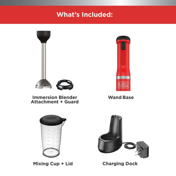 Black Decker Kitchen Wand™ Cordless Immersion Blender Red