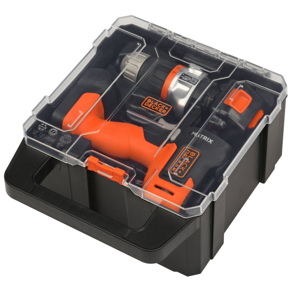 Black Decker MATRIX™ 20V MAX* Drill Kit Includes Sander Attachment Storage Case Battery And Charger