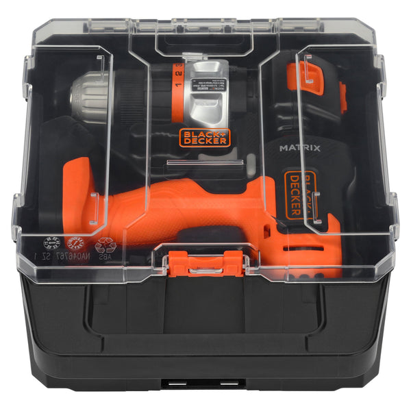 black decker MATRIX™ 20V MAX* Drill Kit Includes Sander Attachment Storage Case Battery and Charger