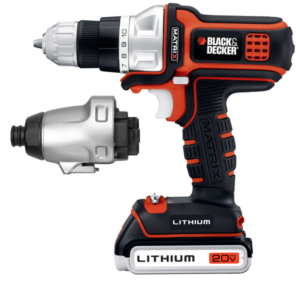 Black Decker MATRIX™ 20V MAX* Lithium Ion Drill/Driver + Impact Driver Combo Kit