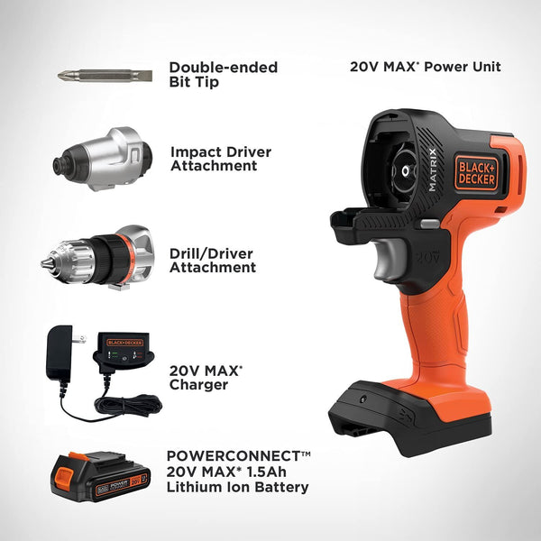 Black Decker MATRIX™ 20V MAX* Lithium Ion Drill/Driver + Impact Driver Combo Kit