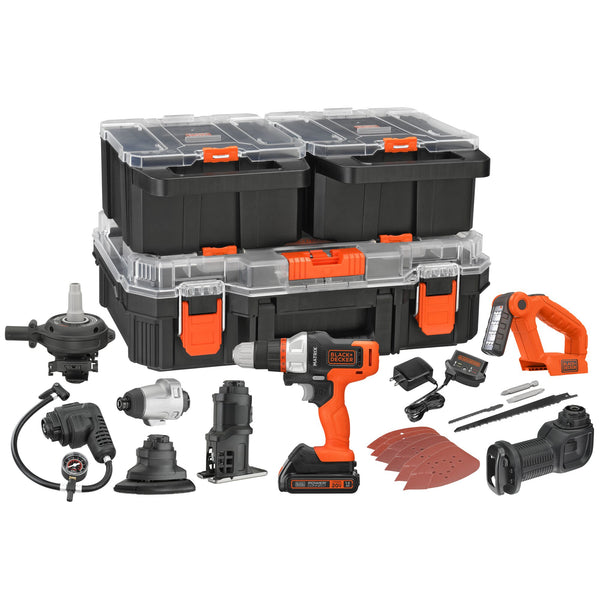 Black Decker MATRIX™ 20V MAX* Power Tool Kit Includes Cordless Drill 8 Attachments And Storage Case