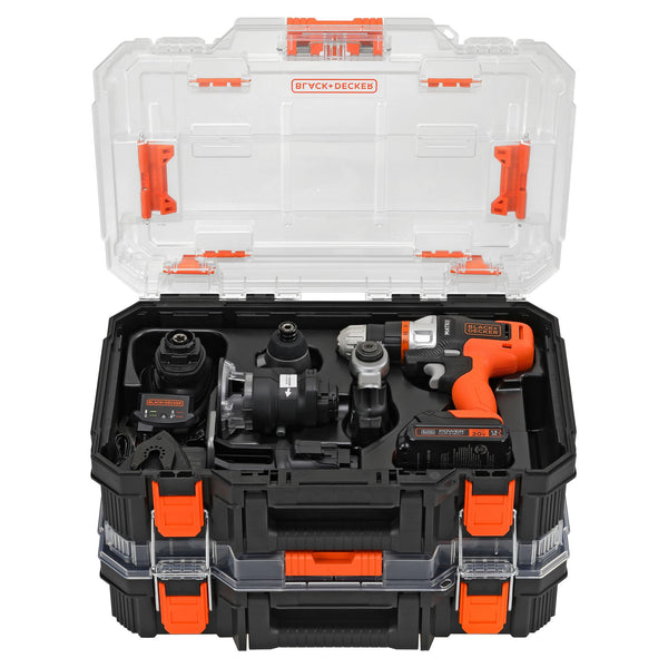 Black Decker MATRIX™ 20V MAX* Power Tool Kit Includes Cordless Drill 12 Attachments And Storage Case