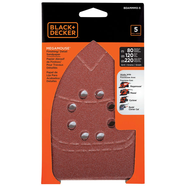 Black Decker Mega MOUSE™ Assorted Sandpaper 5-Pack