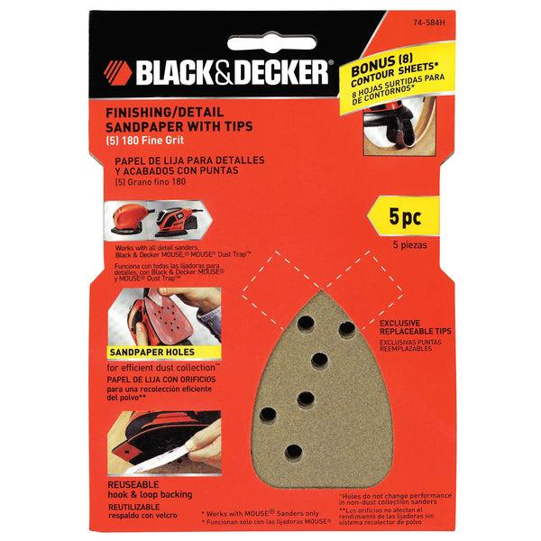Black Decker MOUSE™ Fine Grit Sandpaper For Dust Collection 5Pk