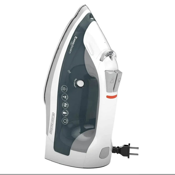 Black Decker One Step Steam Iron With EvenSteam Stainless Steel Soleplates And SmartSteam Control; Grey