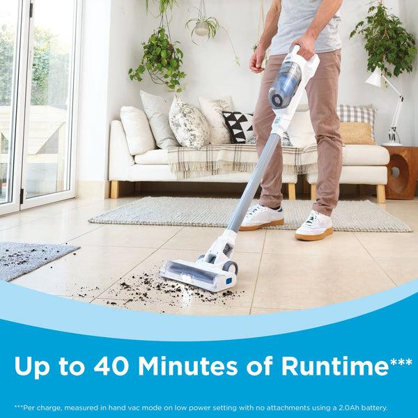 Black Decker POWERSERIES+™ 16V MAX* Cordless Stick Vacuum With LED Floor Lights Lightweight Multi-Surface White