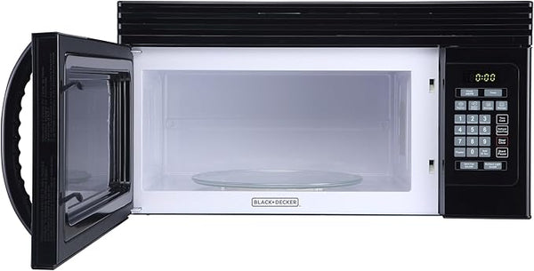 Black Decker Range Microwave With Top Mount Air Recirculation Vent 1.6-Cu. Ft. 1000-Watt Incandescent Lighting Safety Lock