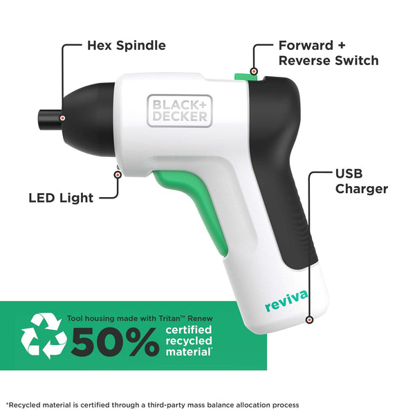 Black Decker Reviva™ 4V MAX* Cordless Screwdriver USB Chargeable